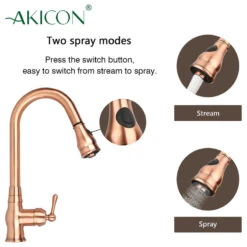 Copper Pull Down Kitchen Faucet, Single Level Solid Brass Kitchen Sink Faucets -Whole House Kitchenware b6b13352023450da 6022 w800 h800 b1 p0
