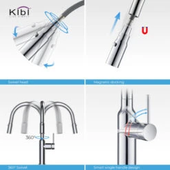 KIBI Hilo Single Handle Pull Down Kitchen Faucet, Chrome, W/O Soap Dispenser -Whole House Kitchenware b71188880f1b5352 9913 w800 h800 b0 p0