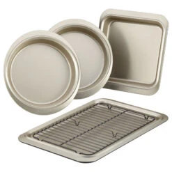 Anolon Nonstick Bakeware 5-Piece Bakeware Set, Pewter And Onyx