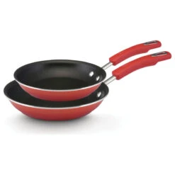 Hard Enamel Nonstick Twin Pack 9-1 And 4" And 11" Skillets, Red Gradient