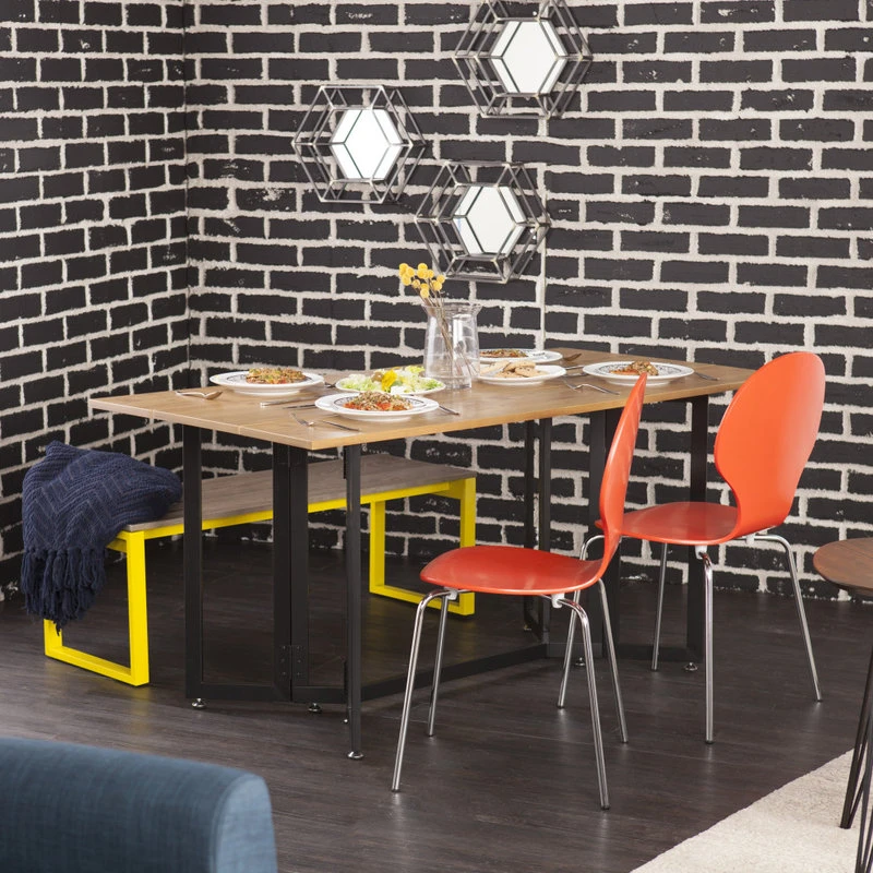 Driness Drop Leaf Console To Dining Table - Oak With Black 5 Driness Drop Leaf Console To Dining Table - Oak With Black - Image 3