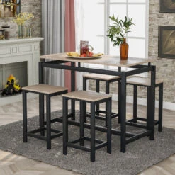 5-Piece Kitchen Counter Height Table Set, Industrial Dining Table With 4 Chairs -Whole House Kitchenware b89101cf0fb1ed10 4967 w800 h800 b0 p0
