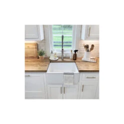 Austen 24" Farmhouse Fireclay Single Bowl Kitchen Sink, Crisp White And Care Kit -Whole House Kitchenware b8b13e570dcef1a4 7801 w800 h800 b0 p0