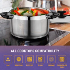 YBM Home 18/10 Stainless Steel Stock Pot, Induction Compatible, Black, 9 Quart -Whole House Kitchenware b8b1446403b4a1ab 0575 w800 h800 b0 p0