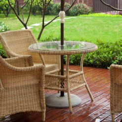 Patio Glass Table Top: 48” Round 1/4 Thick Flat Tempered With 2” Hole -Whole House Kitchenware b921bd290d5e843e 7928 w800 h800 b0 p0