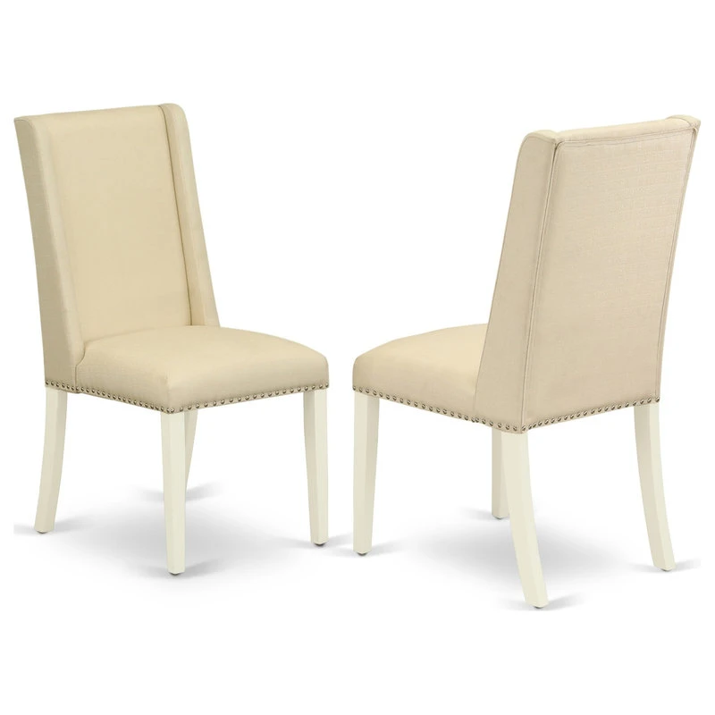 3-Piece Kitchen Set, Table, 2 Chairs, Cream Chairs Seat-Rubber Wood Legs, White 4 3-Piece Kitchen Set, Table, 2 Chairs, Cream Chairs Seat-Rubber Wood Legs, White - Image 2