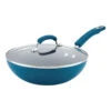 Aluminum Nonstick Stir Fry Pan With Glass Lid, Marine Blue Gradient