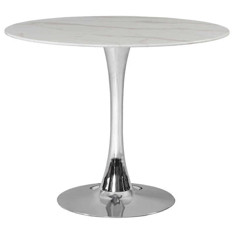 The Luna Dining Table, 36", Chrome, Midcentury, Round 3 The Luna Dining Table, 36", Chrome, Midcentury, Round