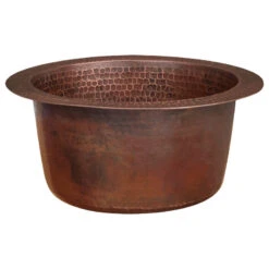 Premier Copper Products 10" Round Hammered Copper Bar Sink With 2" Drain Opening