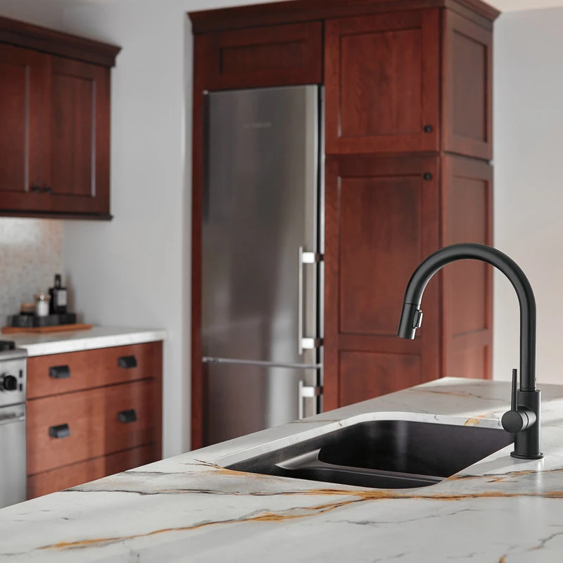 Delta Trinsic Single Handle Pull-Down Kitchen Faucet, Matte Black 7 Delta Trinsic Single Handle Pull-Down Kitchen Faucet, Matte Black - Image 5