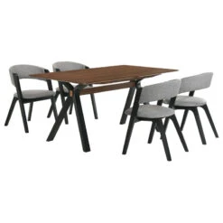 Armen Living Laredo And Rowan 5 Piece Black Rectangular Dining Set SETLRDIBLK5B