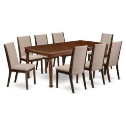 East West Furniture Dover 9-piece Wood Dining Room Set In Mahogany