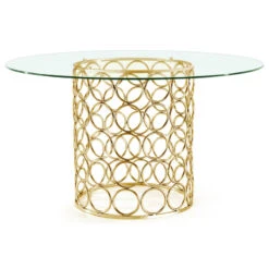 Opal Dining Table, Gold Base