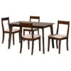 Baxton Studio Carola Cream Fabric And Dark Brown Wood 5-Piece Dining Set