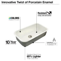 Porcela Steel Kitchen Sink, 31", White -Whole House Kitchenware c031d9670682e83a 6856 w800 h800 b1 p0