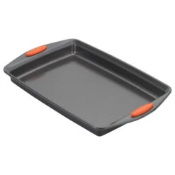 Yum-O! Nonstick 3-Piece Oven Lovin' Cookie Pan Set, Gray, Orange Silicone Grips -Whole House Kitchenware c121c8ca06c3514f 8227 w800 h800 b1 p0