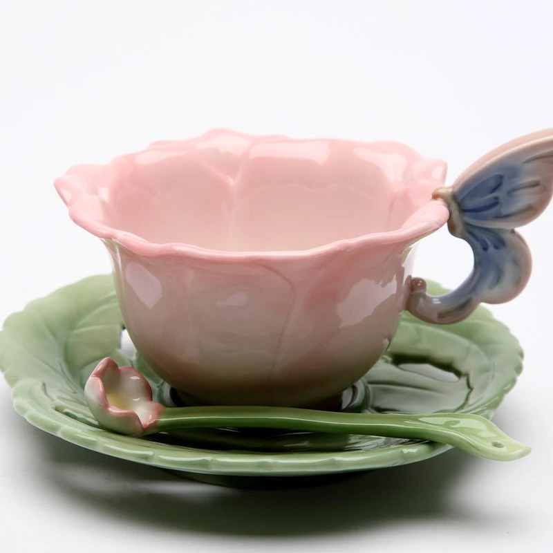 Rose 2-Piece Cup And Saucer Set With Spoon 4 Rose 2-Piece Cup And Saucer Set With Spoon - Image 2