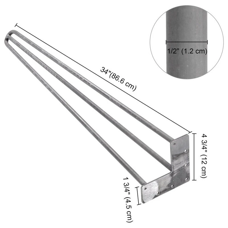 Yescom 34" Hairpin Legs Steel Rod Heavy Duty Furniture Leg Coffee Table Home 7 Yescom 34" Hairpin Legs Steel Rod Heavy Duty Furniture Leg Coffee Table Home - Image 5