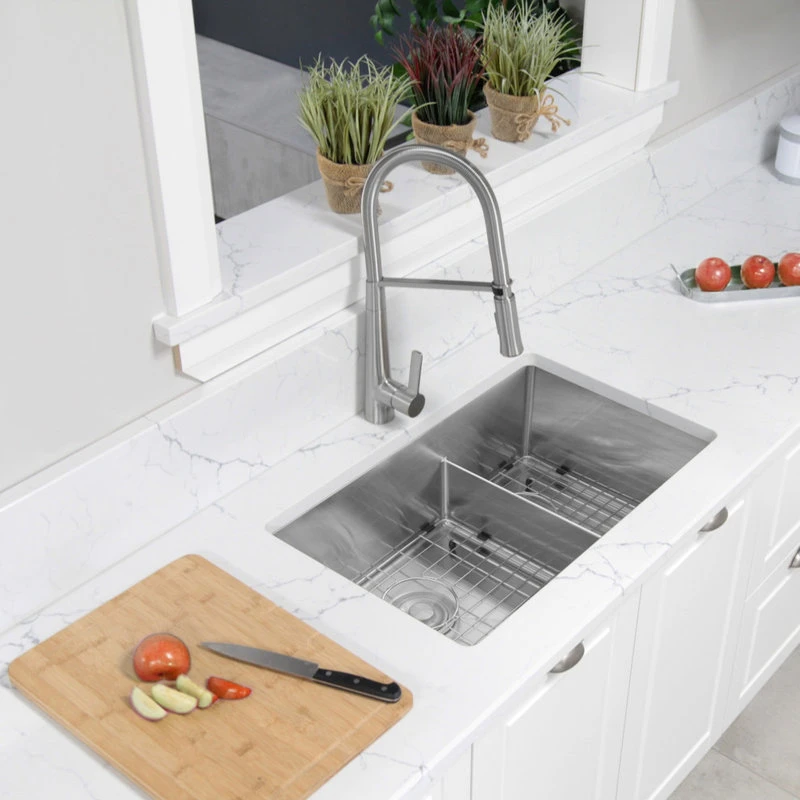 32" X 18" Stainless Steel Double Basin Low Divider Undermount Kitchen Sink 4 32" X 18" Stainless Steel Double Basin Low Divider Undermount Kitchen Sink - Image 2