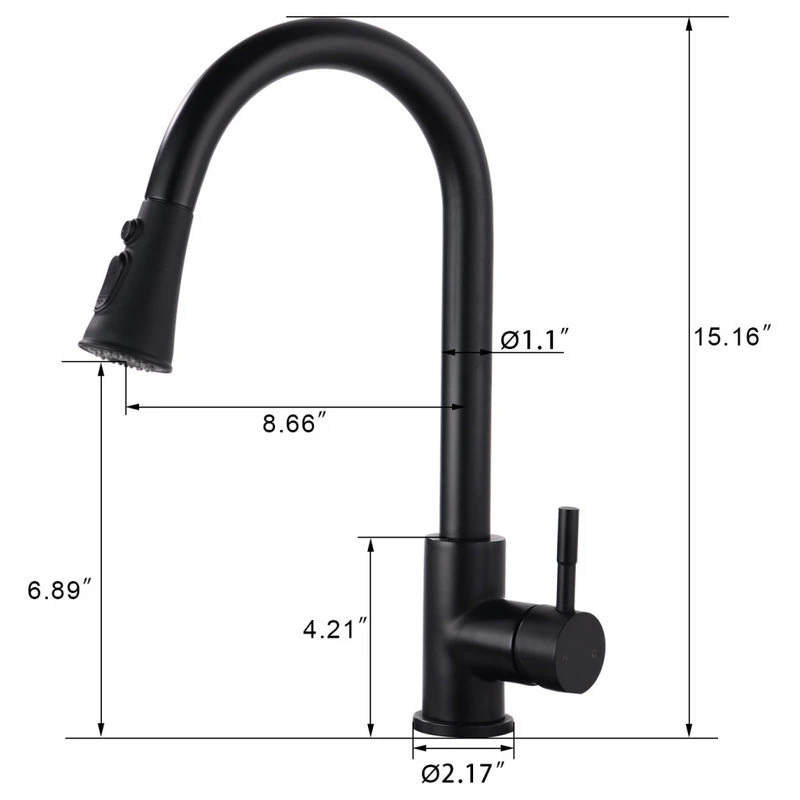 Pull Down Single Handle Kitchen Faucet, Matte Black 7 Pull Down Single Handle Kitchen Faucet, Matte Black - Image 5