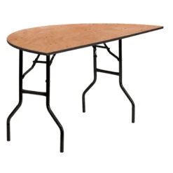5-Foot Half-Round Wood Folding Banquet Table