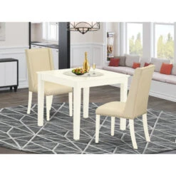3-Piece Kitchen Set, Table, 2 Chairs, Cream Chairs Seat-Rubber Wood Legs, White 7 3-Piece Kitchen Set, Table, 2 Chairs, Cream Chairs Seat-Rubber Wood Legs, White -Whole House Kitchenware c70174120f6b0654 7827 w800 h800 b0 p0