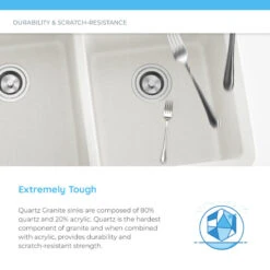 802 Double Equal Bowl Quartz Kitchen Sink, White, Basket Strainers 18 802 Double Equal Bowl Quartz Kitchen Sink, White, Basket Strainers -Whole House Kitchenware c7a1103400428043 3240 w800 h800 b0 p0