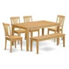 East West Furniture Capri 6-piece Traditional Wood Dining Set With Bench In Oak -Whole House Kitchenware cb016ffe01b19957 6781 w800 h800 b1 p0