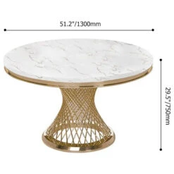 Modern Pedestal Dining Table Faux Marble Tabletop Golden Stainless Steel Frame -Whole House Kitchenware cb61526c026b7d5e 1899 w800 h800 b1 p0