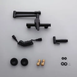 Retractable Wall-mounted Pot Filler Matte Black Kitchen Faucet With Spray 24 Retractable Wall-mounted Pot Filler Matte Black Kitchen Faucet With Spray -Whole House Kitchenware cb91aa8301792f40 7589 w800 h800 b0 p0