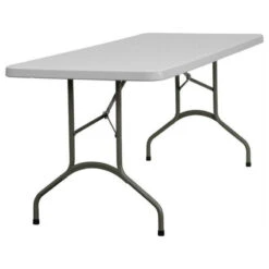 Bowery Hill Granite White Folding Table In White