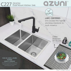 AZUNI 27"L X 18"L Double Bowl 60/40 Dualmount 16G Reversible Kitchen Sink -Whole House Kitchenware cd3133170000e5a4 5598 w800 h800 b0 p0