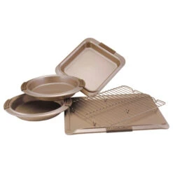 Advanced Bronze Nonstick Bakeware 5-Piece Bakeware Set With Silicone Grips