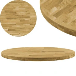 VidaXL Solid Oak Wood Table Top Round 15.7" Replacement Wooden Dining Table