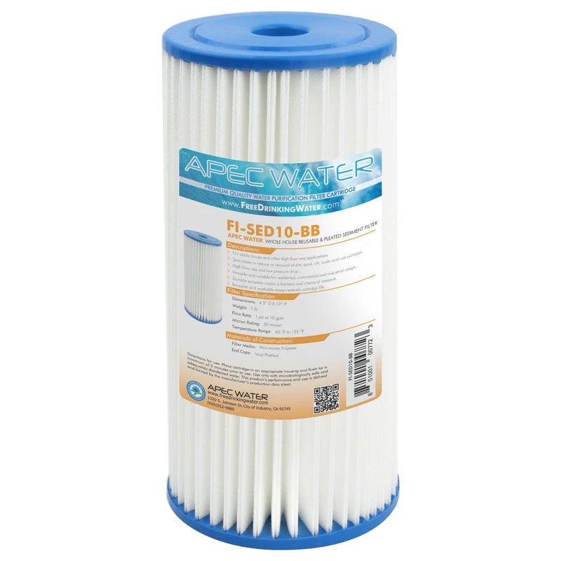 APEC 4.5" X 10" Reusable Pleated Sediment Filter For Big Blue System, 30 Micron 3 APEC 4.5" X 10" Reusable Pleated Sediment Filter For Big Blue System, 30 Micron