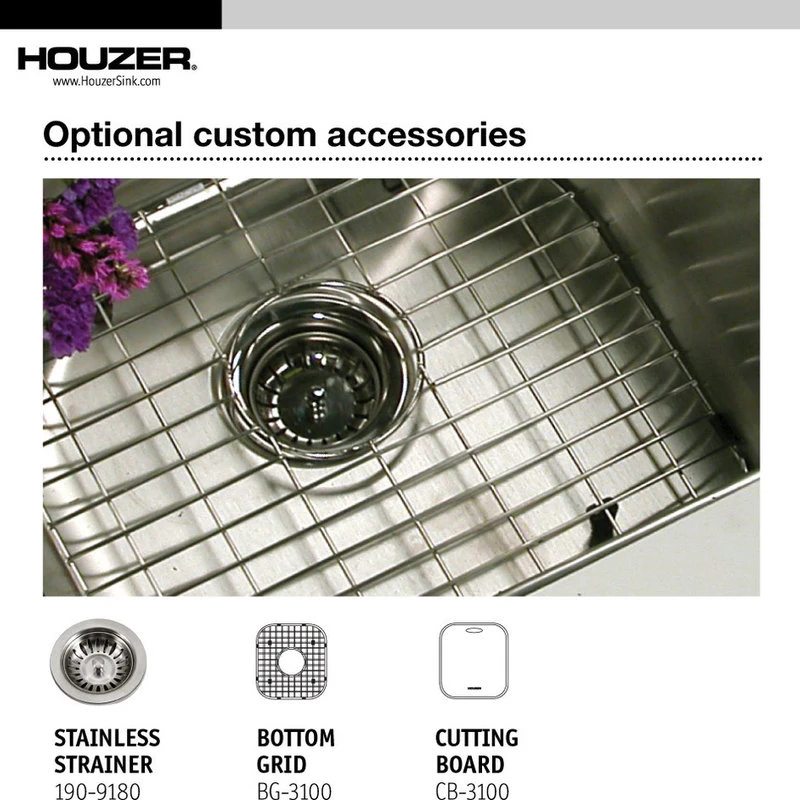 Houzer A1722-7BS-1 ADA Glowtone Stainless Steel 3-Hole Bar/Prep Sink 7 Houzer A1722-7BS-1 ADA Glowtone Stainless Steel 3-Hole Bar/Prep Sink - Image 5