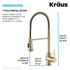 Kraus KPF-1690 Britt Pull-Down Spray Kitchen Faucet - Spot Free Stainless -Whole House Kitchenware ced194a50fb972a8 3255 w800 h800 b1 p0