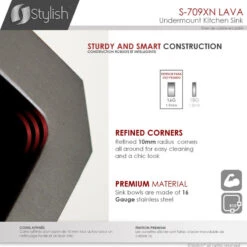 STYLISH 16in Graphite Black Single Bowl Undermount Stainless Steel Kitchen Sink -Whole House Kitchenware cf5161b700d9dc03 8173 w800 h800 b0 p0