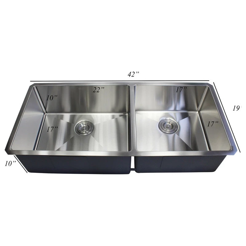 42" 16 Gauge Undermount Double Bowl Stainless Steel Sink Package 8 42" 16 Gauge Undermount Double Bowl Stainless Steel Sink Package - Image 6