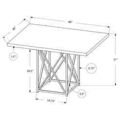 Monarch Specialties Dining Table, 48" Rectangular, Small, Kitchen, Dining Room, Metal, Grey, Chrome -Whole House Kitchenware d0e1ae5201386df0 3799 w800 h800 b1 p0