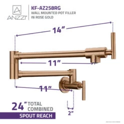 Braccia Series 24" Wall Mounted Pot Filler, Rose Gold -Whole House Kitchenware d6617f680099a213 4363 w800 h800 b0 p0