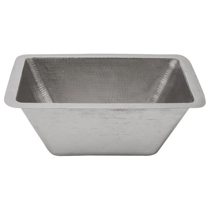 Premier Copper Products Rectangle Copper Bar Sink In Electroless Nickel With 2" Drain Size, 2" 3 Premier Copper Products Rectangle Copper Bar Sink In Electroless Nickel With 2" Drain Size, 2"