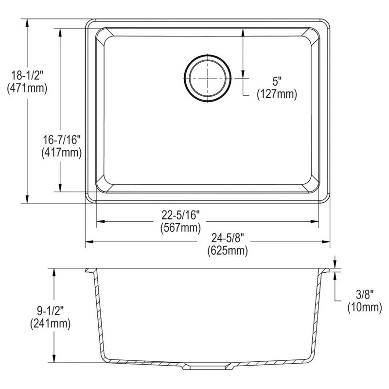 Elkay Quartz Classic 24-5/8" Undermount Sink Kit, Black 12 Elkay Quartz Classic 24-5/8" Undermount Sink Kit, Black - Image 10