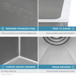 Ruvati 30" Low-Divide Undermount Stainless Steel Kitchen Sink, RVH7355 -Whole House Kitchenware d7910e780db0b7bd 6625 w800 h800 b0 p0