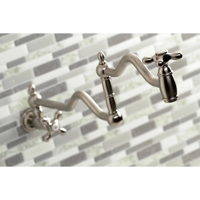 Kingston Brass KS2108AX Heritage Wall Mount Pot Filler, Brushed Nickel 4 Kingston Brass KS2108AX Heritage Wall Mount Pot Filler, Brushed Nickel - Image 2