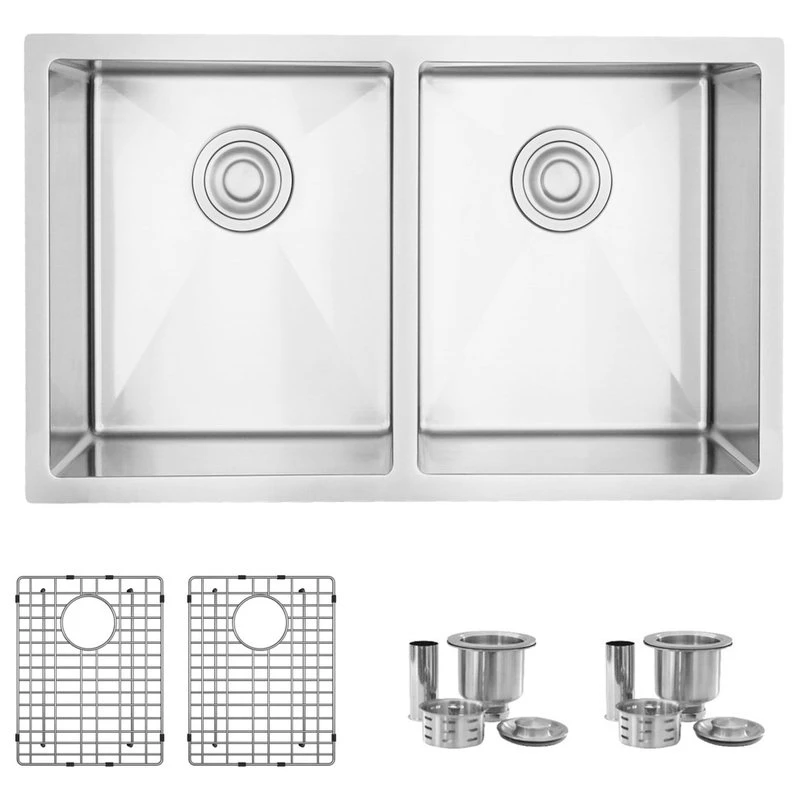 30"L X 18"W Stainless Steel Double Basin Dual Mount Kitchen Sink With Grids 3 30"L X 18"W Stainless Steel Double Basin Dual Mount Kitchen Sink With Grids
