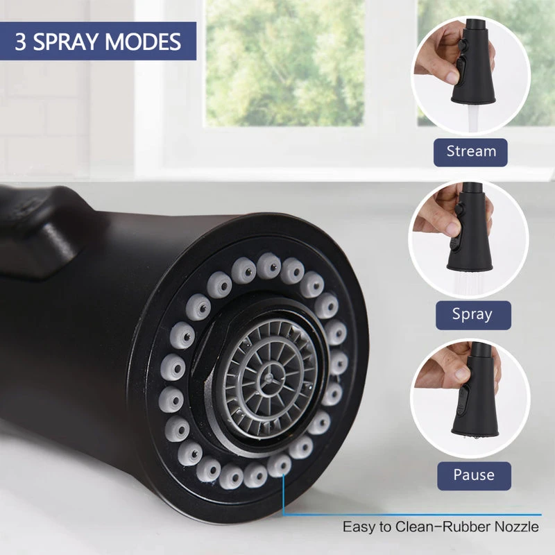 Pull Down Single Handle Kitchen Faucet, Matte Black 5 Pull Down Single Handle Kitchen Faucet, Matte Black - Image 3