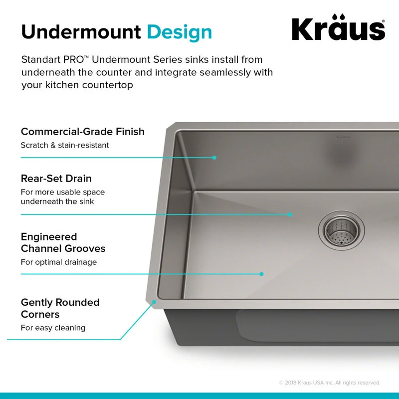 Standart PRO 32" Undermount Stainless Steel 1-Bowl 16 Gauge Kitchen Sink 9 Standart PRO 32" Undermount Stainless Steel 1-Bowl 16 Gauge Kitchen Sink - Image 7