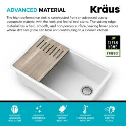 Bellucci 30" Undermount Granite Composite Single Bowl Sink, White -Whole House Kitchenware db315fdc00e5e98f 5675 w800 h800 b0 p0