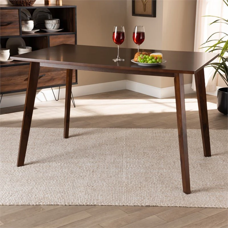 Baxton Studio Britte Walnut Finished Rectangular Wood Dining Table 6 Baxton Studio Britte Walnut Finished Rectangular Wood Dining Table - Image 4
